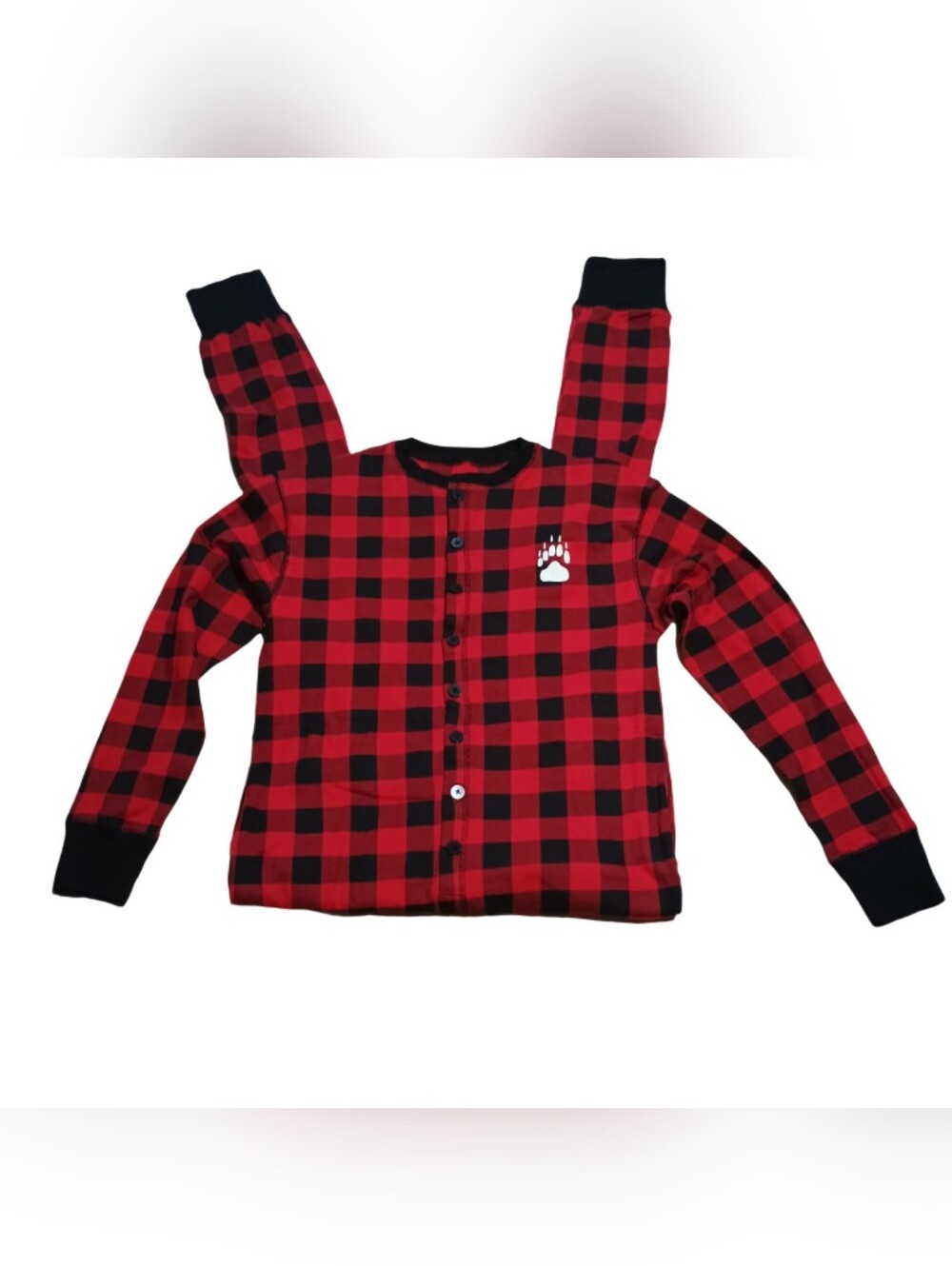 Lazy One Red & Black Buffalo Plaid Pajama Top with Paw Print